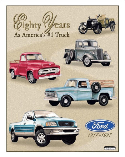 Plechová ceduľa Ford Trucks 80 Years Tribute 32 cm x 40 cm