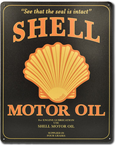 Plechová ceduľa Shell Motor Oil Black 38 cm x 30 cm