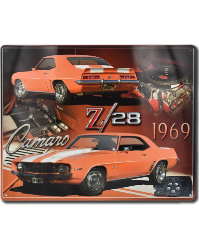 Plechová cedule Chevrolet Camaro Z28 Orange 30 cm x 38 cm