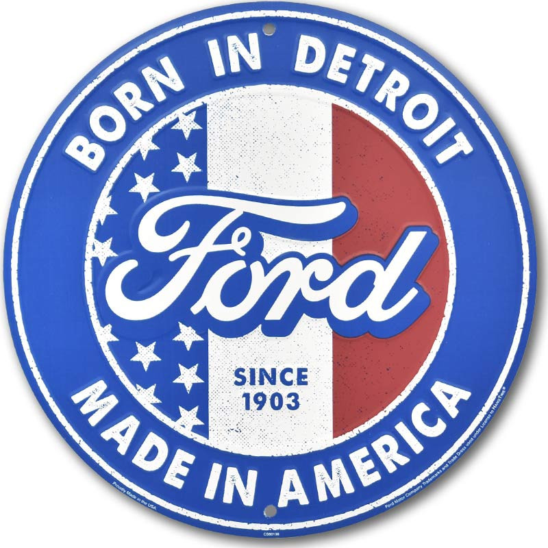 Plechová ceduľa Ford Born in Detroit 30 cm