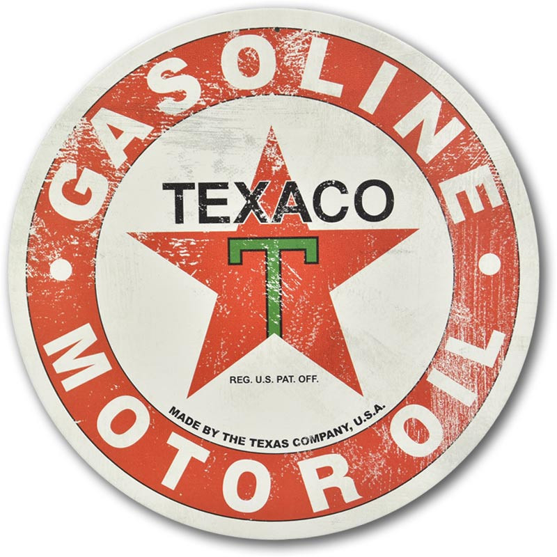 Plechová ceduľa Texaco Gasoline Motor Oil 30 cm