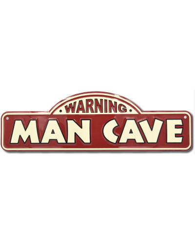 Plechová cedule Warning Man Cave 46 cm x 14 cm