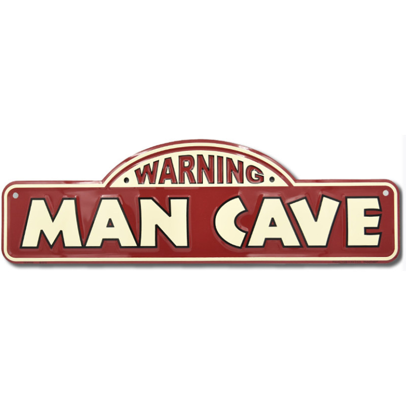 Plechová ceduľa Warning Man Cave 46 cm x 14 cm