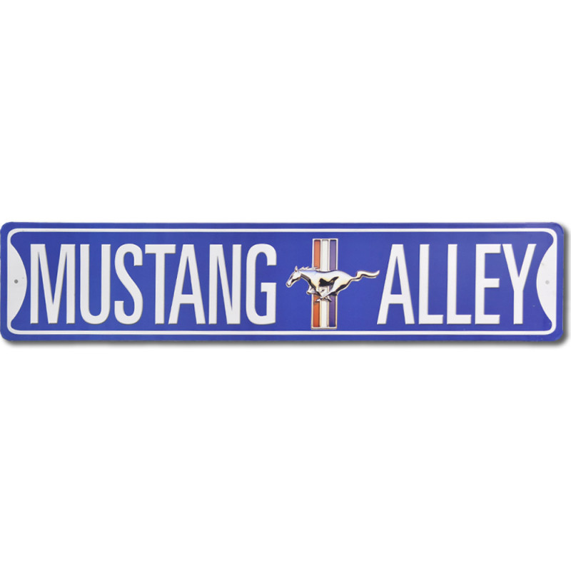 Plechová ceduľa Mustang Alley Blue 60 cm x 13 cm