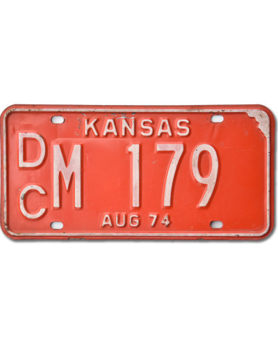 Americká SPZ Kansas 1974 Vintage Red DCM 179