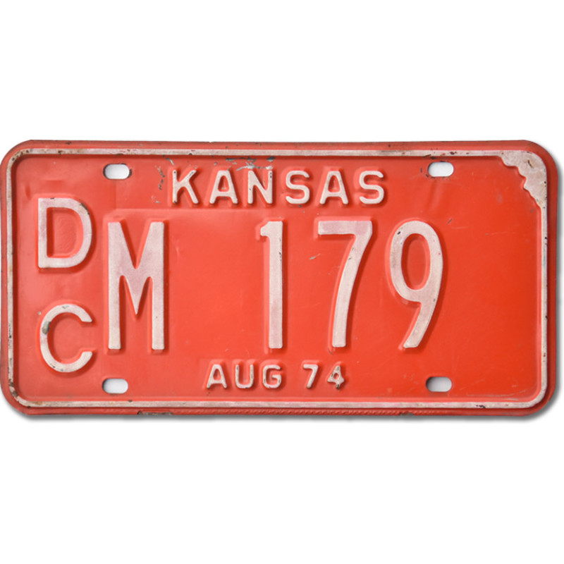 Americká SPZ Kansas 1974 Vintage Red DCM 179