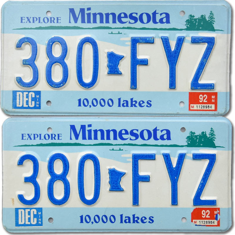 Americká ŠPZ Minnesota Lakes 380-FYZ pár