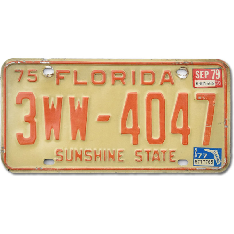 Americká ŠPZ Florida 1975 Sunshine State 3WW-4047