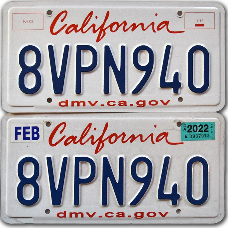 Americká ŠPZ California 8VPN940 pár