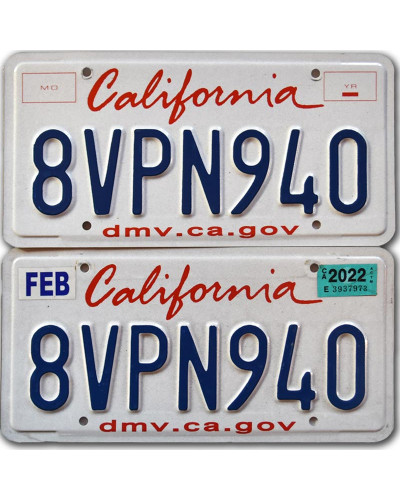 Americká ŠPZ California 8VPN940 pár