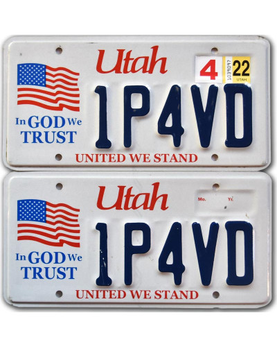 Americká ŠPZ Utah In God We Trust 1P4VD pár