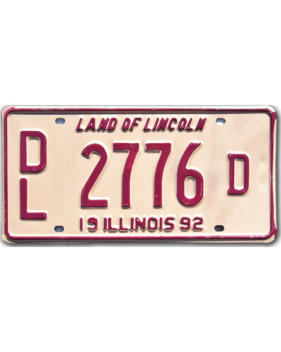 Americká ŠPZ Illinois 1992 Land of Lincoln DL 2776